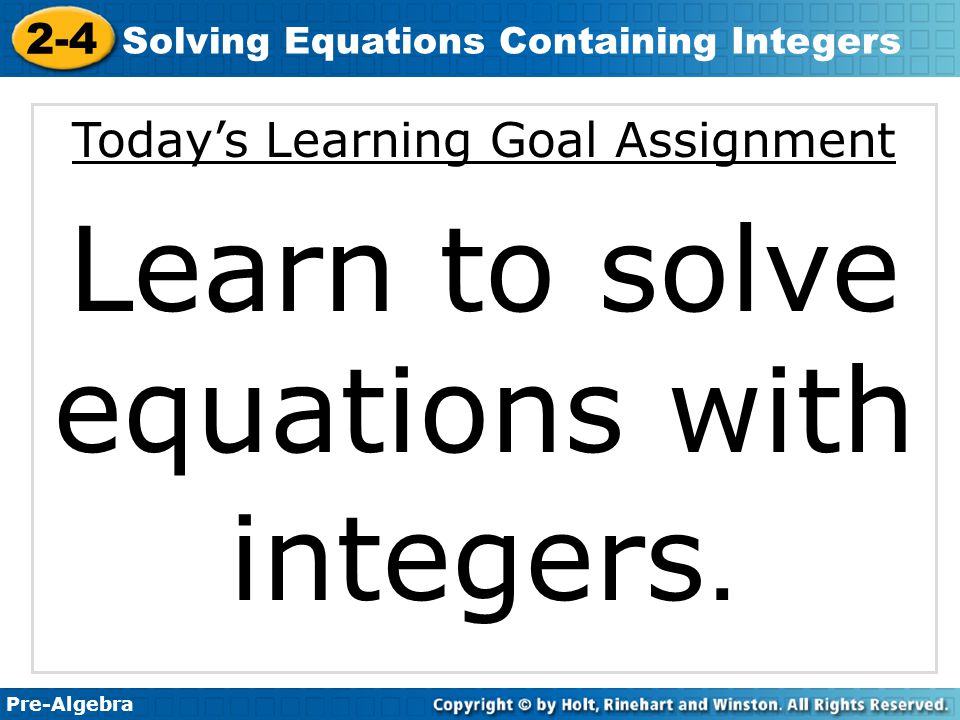 Learn To Solve Equations With Integers Ppt Download 2