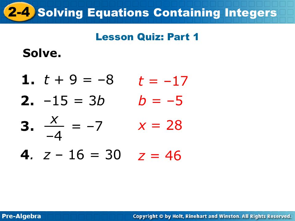 Solving Integer Equations Talkchannels Solving Equations Containing Integers Talkchannels