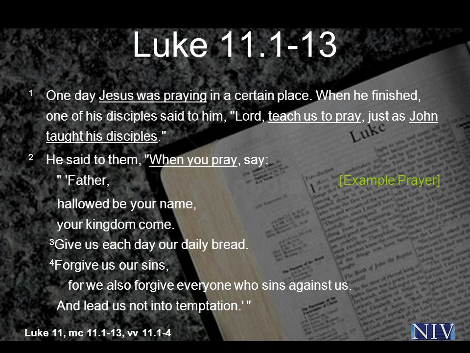 Luke One day Jesus was praying in a certain place.