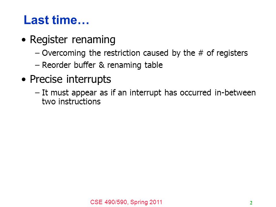 cse 490 590 computer architecture