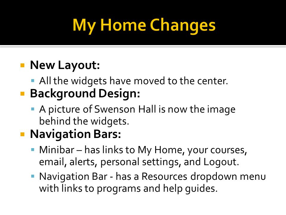  New Layout:  All the widgets have moved to the center.