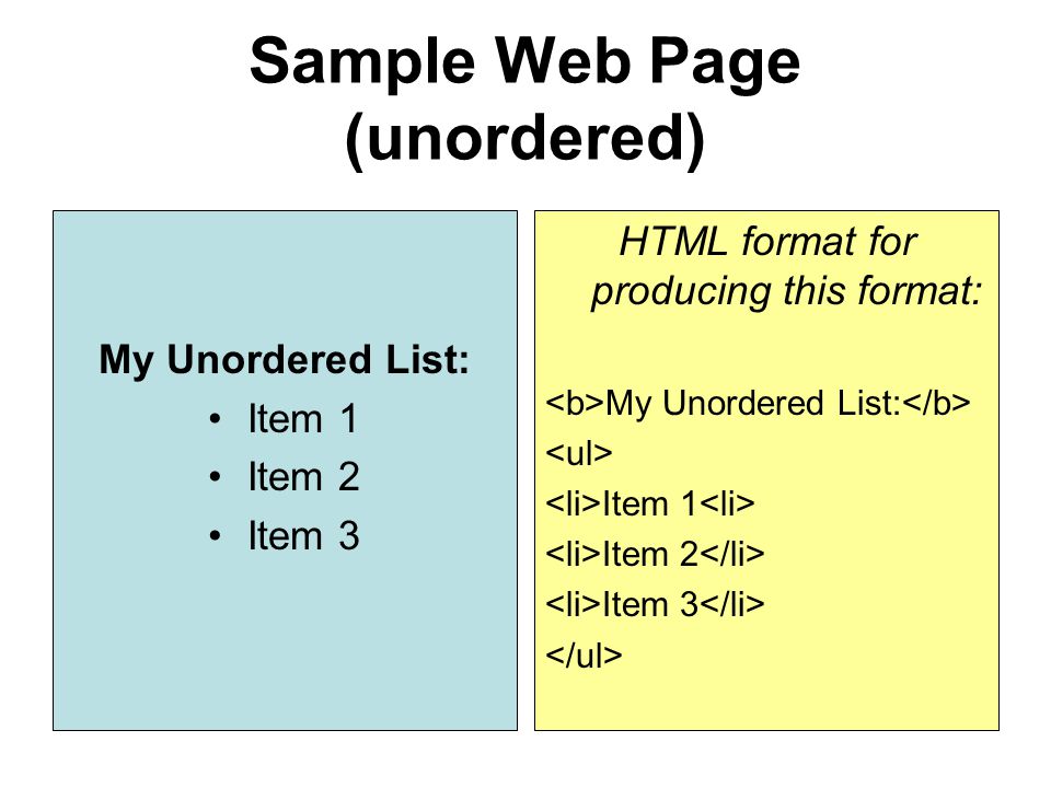unordered list