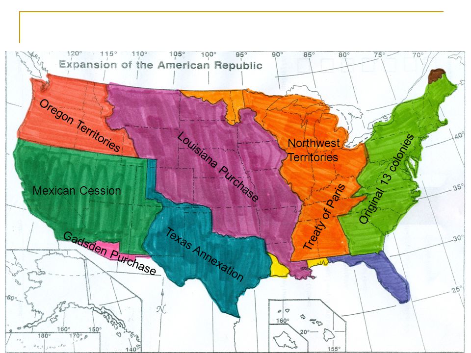 14 gadsden purchase mexican cession texas annexation oregon territories louisiana purchase northwest territories treaty of paris original 13 colonies 14 gadsden purchase mexican cession texas annexation oregon territories louisiana purchase northwest territories treaty of paris original 13 colonies