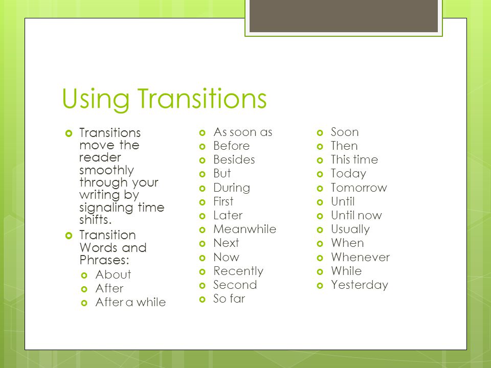 Good Transition Words For Essays