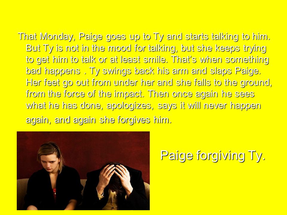 That Monday, Paige goes up to Ty and starts talking to him.