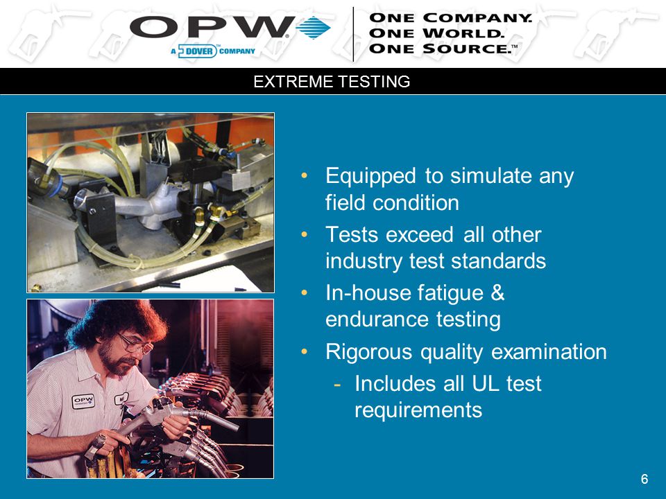 6 Equipped to simulate any field condition Tests exceed all other industry test standards In-house fatigue & endurance testing Rigorous quality examination -Includes all UL test requirements EXTREME TESTING