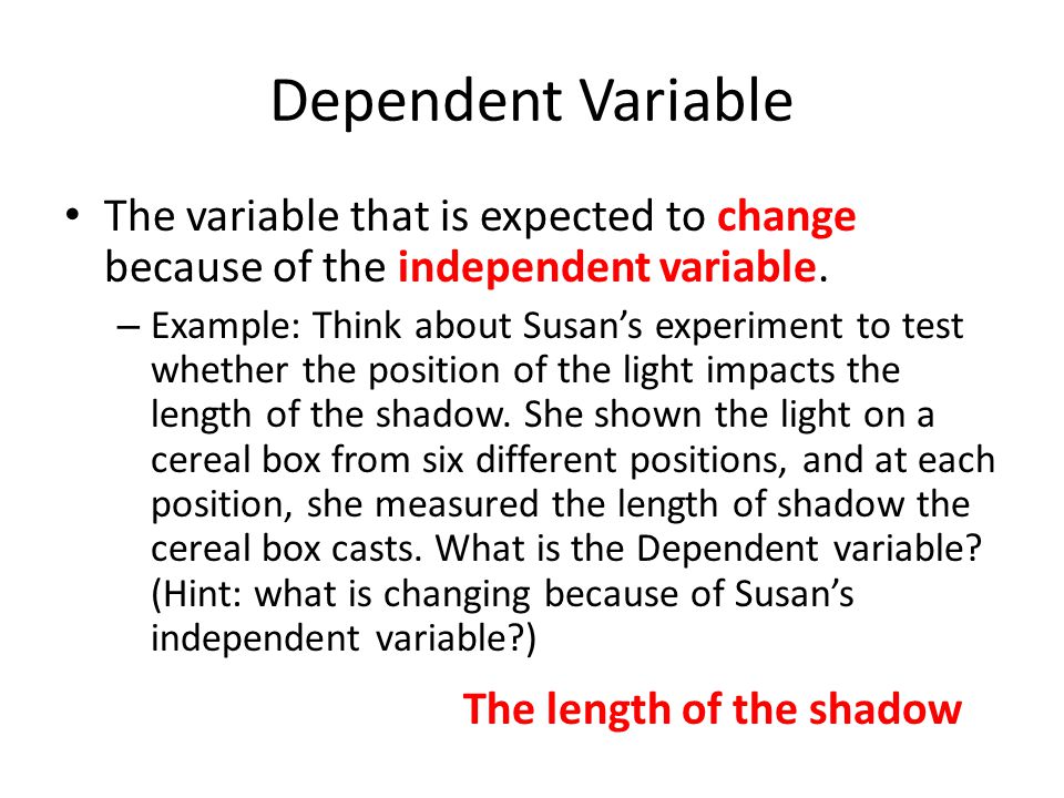 examples of independent and dependent variables
