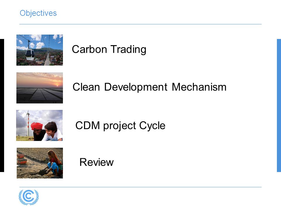 Objectives Carbon Trading CDM project Cycle Review Clean Development Mechanism