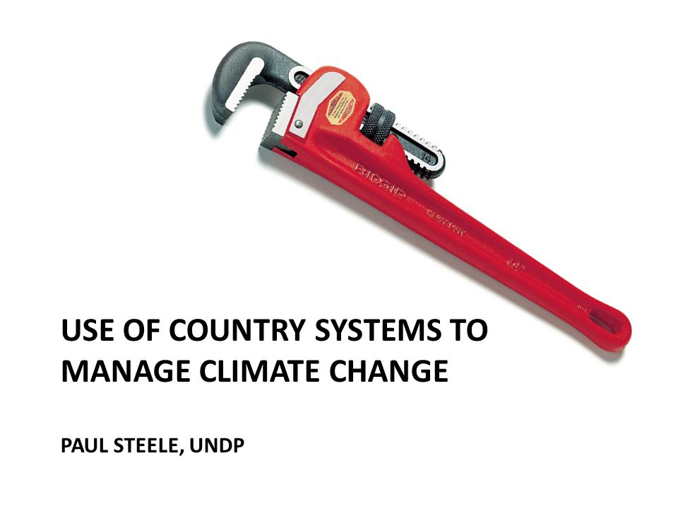 USE OF COUNTRY SYSTEMS TO MANAGE CLIMATE CHANGE PAUL STEELE, UNDP