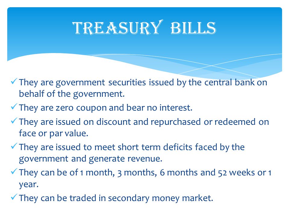 They are government securities issued by the central bank on behalf of the government.