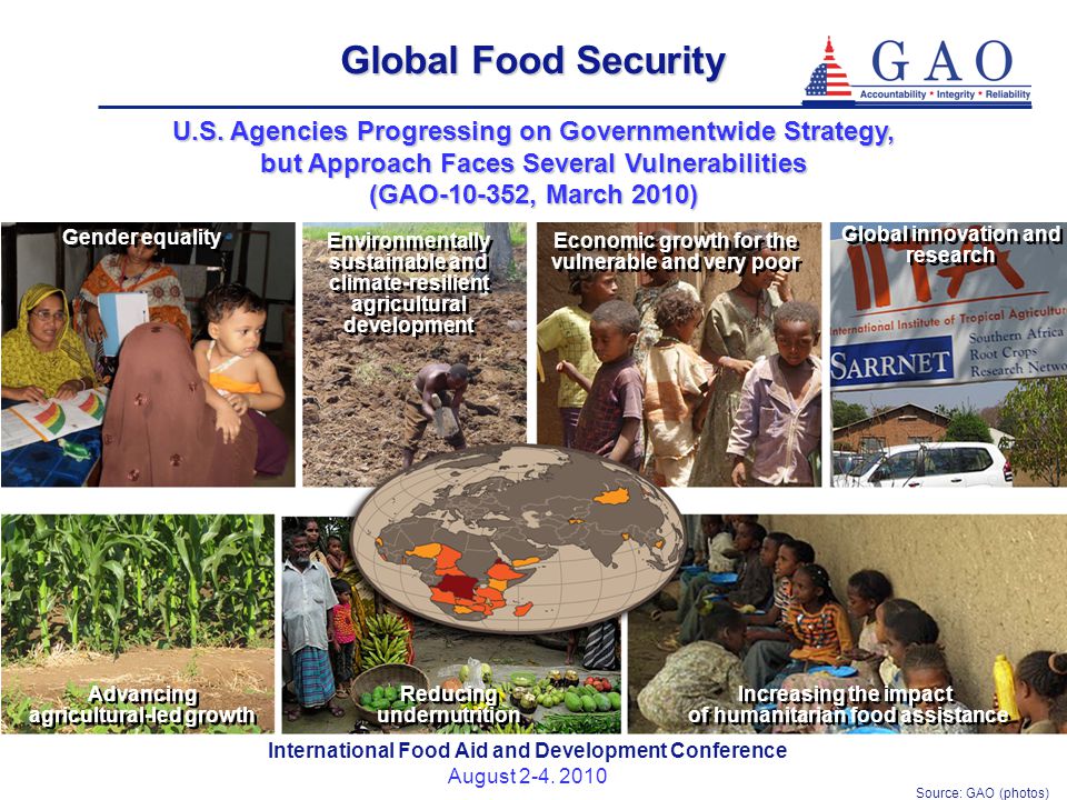Source: GAO (photos) International Food Aid and Development Conference August 2-4.