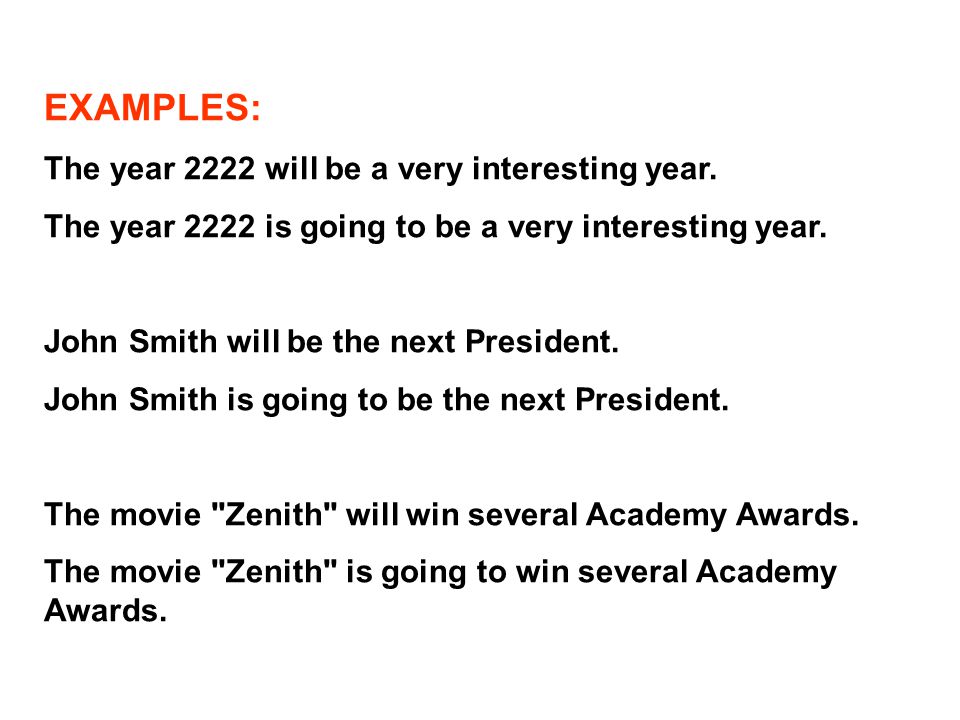 EXAMPLES: The year 2222 will be a very interesting year.