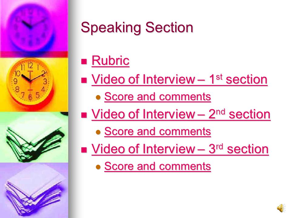 Speaking Test Sections 1.