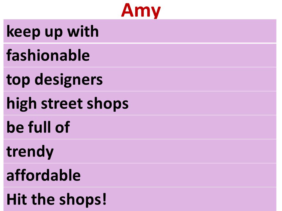 Amy keep up with fashionable top designers high street shops be full of trendy affordable Hit the shops!