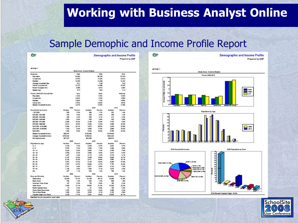 Sample Demophic and Income Profile Report Working with Business Analyst Online