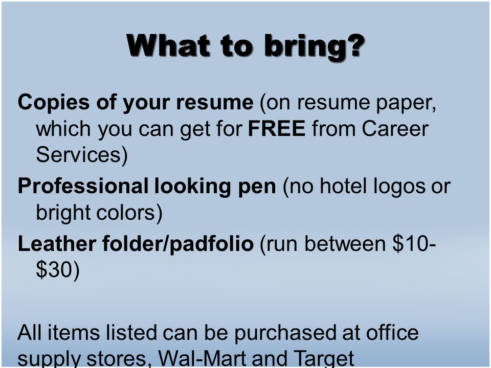 what to bring in job fair