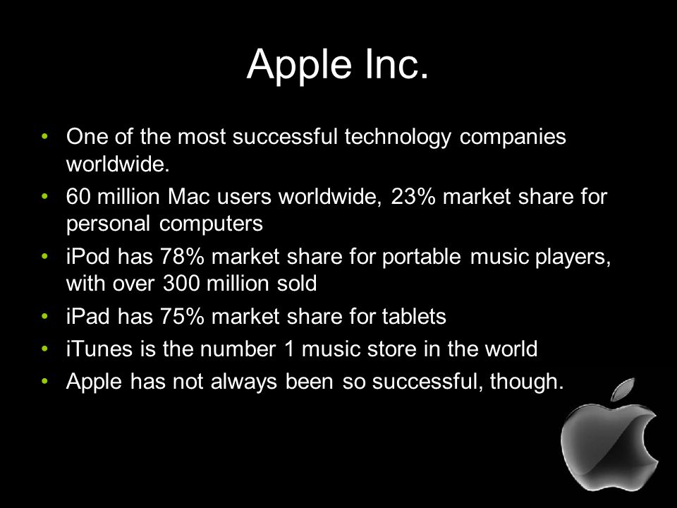 Apple Inc. One of the most successful technology companies worldwide.