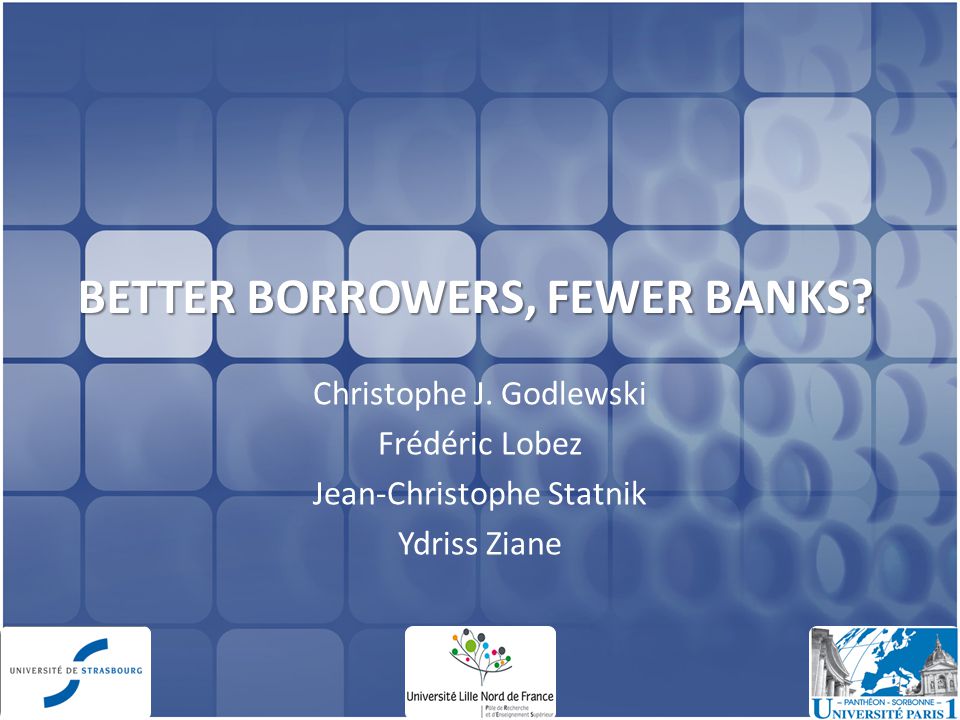 BETTER BORROWERS, FEWER BANKS. Christophe J.