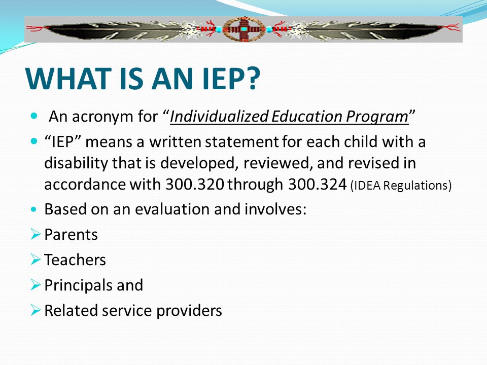 WHAT IS AN IEP.