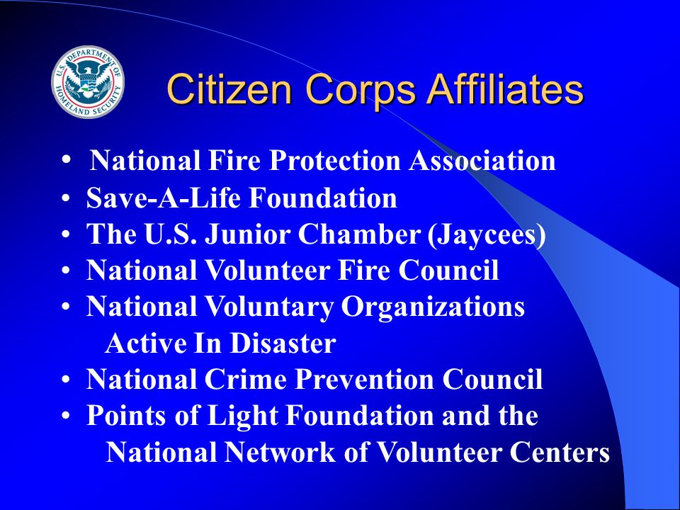 Citizen Corps Affiliates National Fire Protection Association Save-A-Life Foundation The U.S.