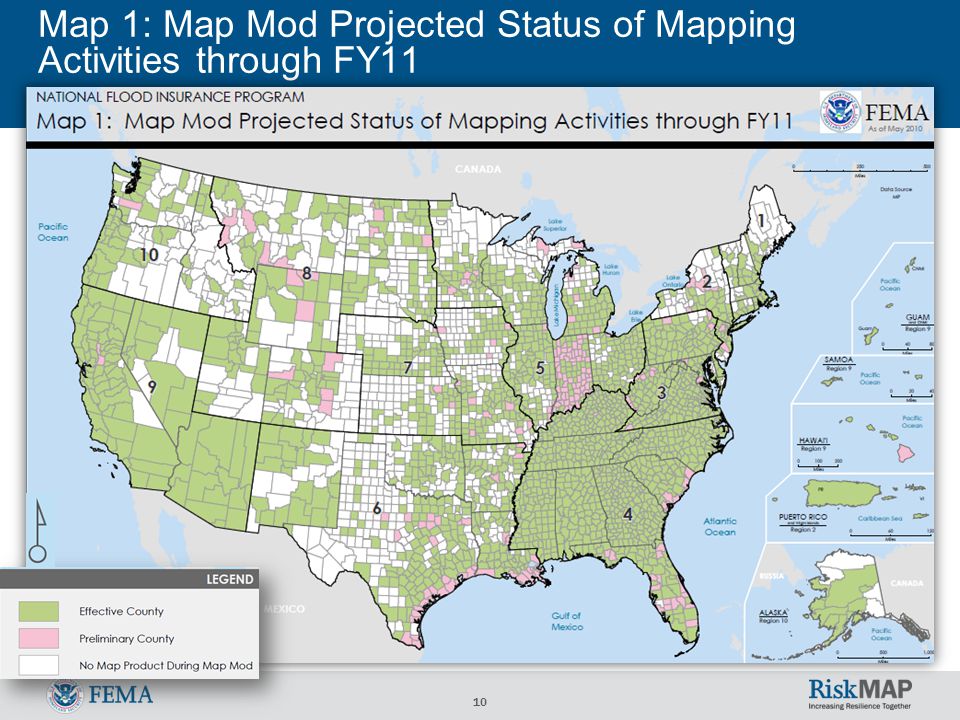 10 Map 1: Map Mod Projected Status of Mapping Activities through FY11