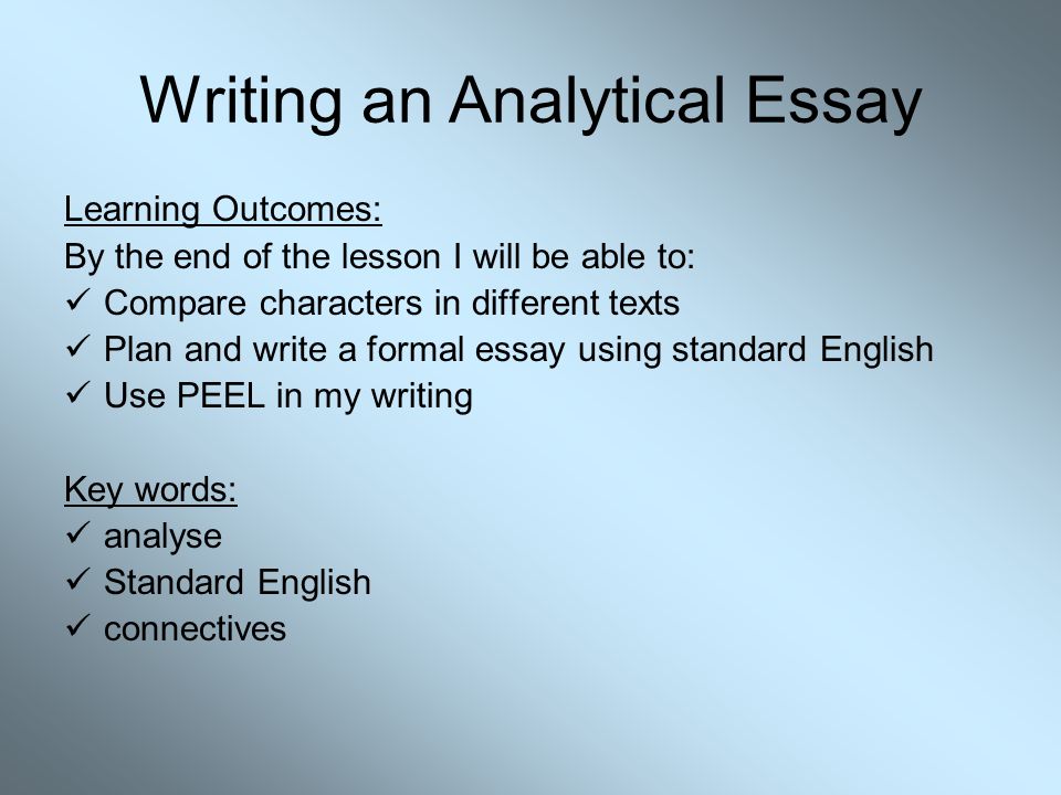 Writing An Analytical Essay
