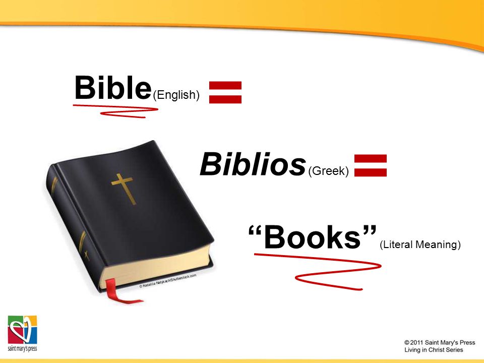 Bible (English) © Nataliia Natykach/Shutterstock.com = Biblios (Greek) Books (Literal Meaning) =