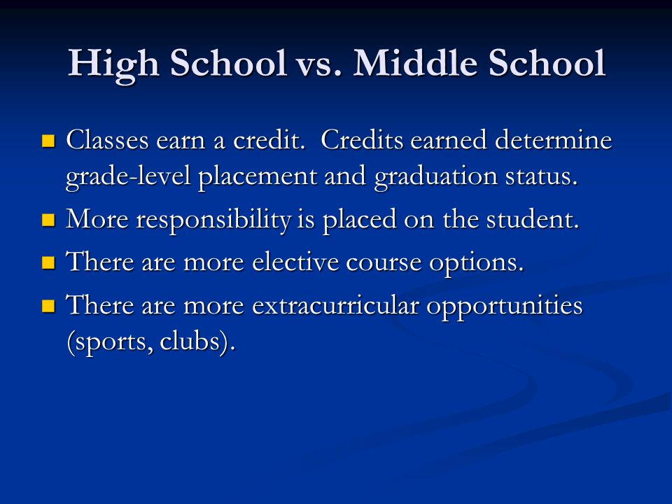 High School vs. Middle School Classes earn a credit.