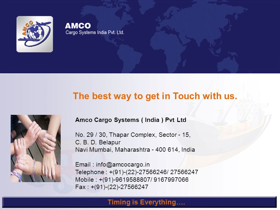 The best way to get in Touch with us. Amco Cargo Systems ( India ) Pvt Ltd No.