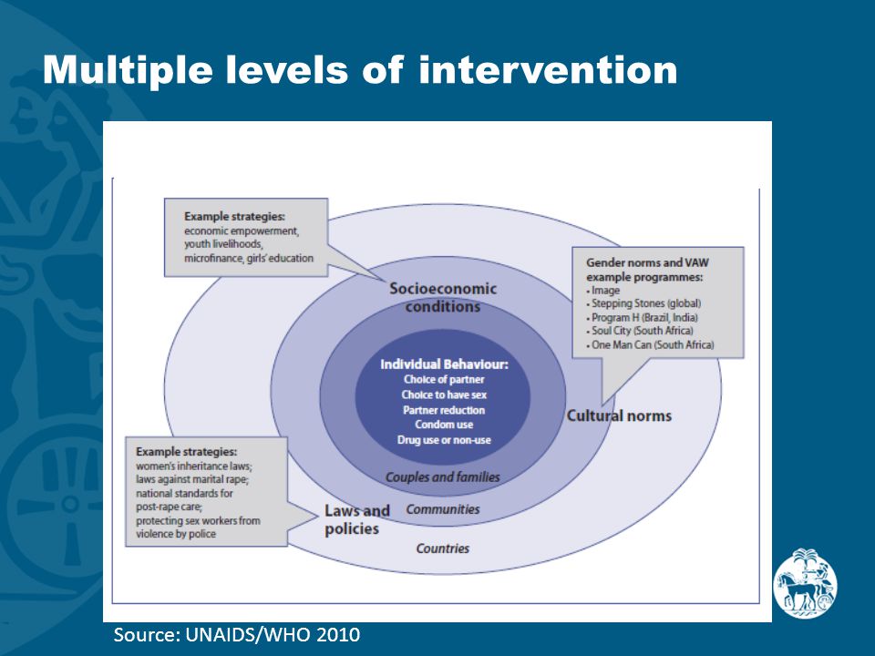 Multiple levels of intervention Source: UNAIDS/WHO 2010