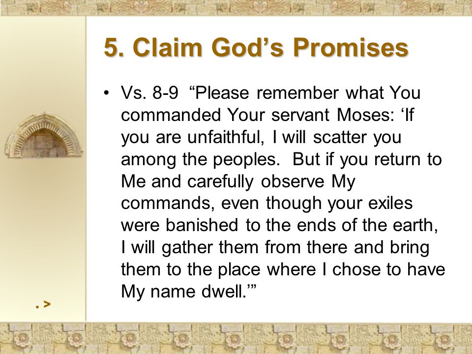 5. Claim God’s Promises Vs.