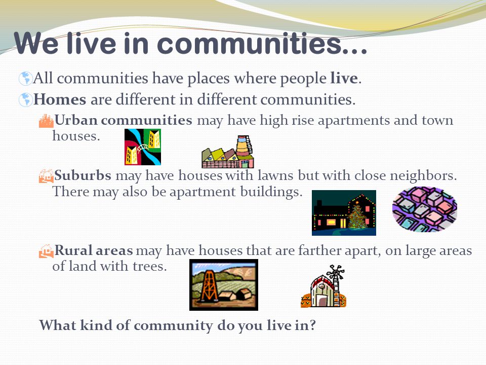The three main types of communities are...