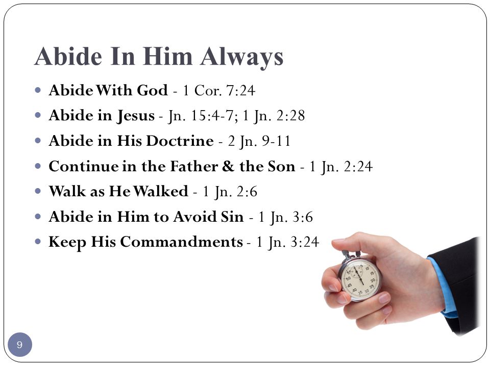 Abide In Him Always Abide With God - 1 Cor. 7:24 Abide in Jesus - Jn.