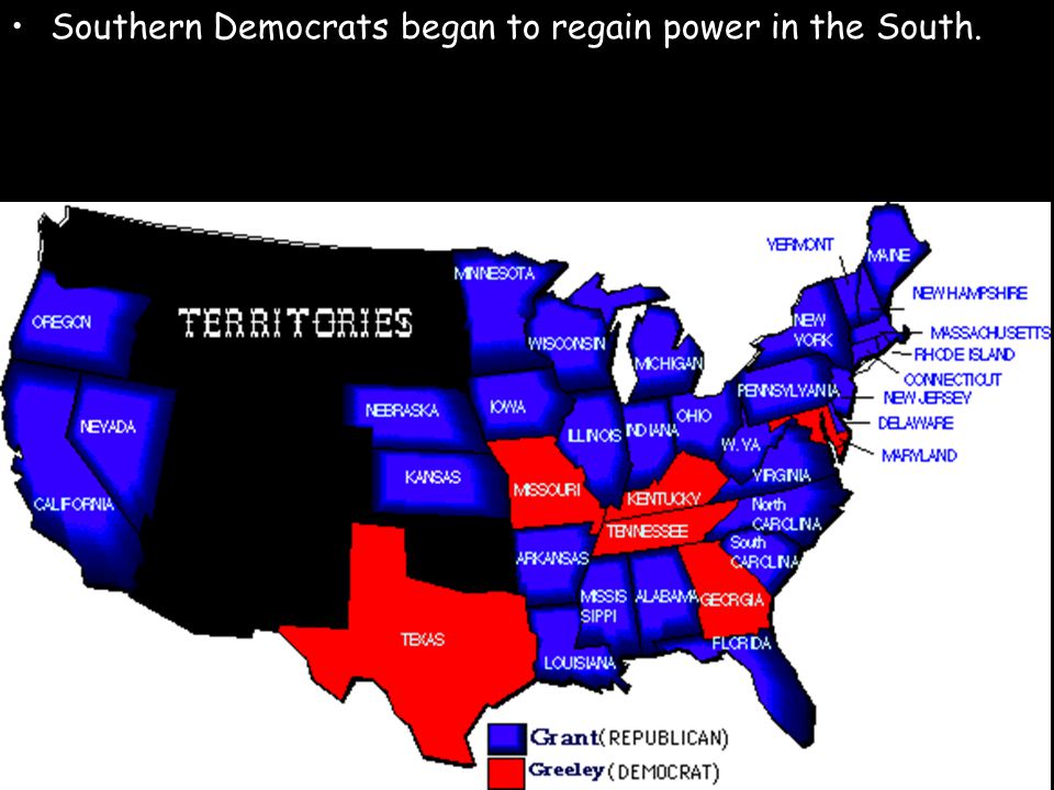 Southern Democrats began to regain power in the South.