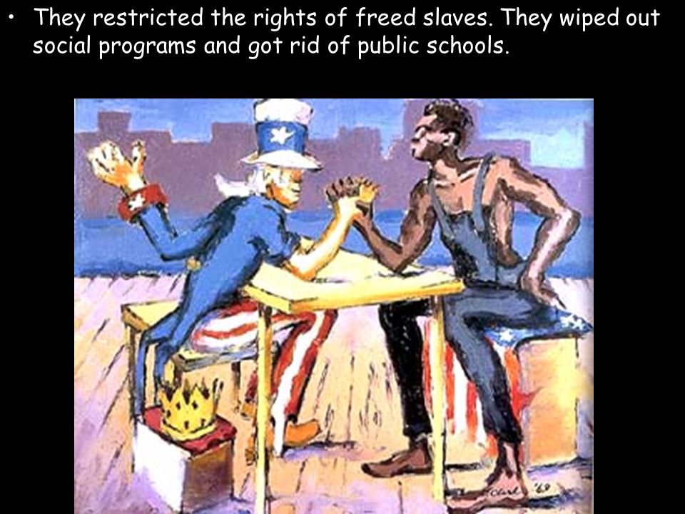 They restricted the rights of freed slaves.