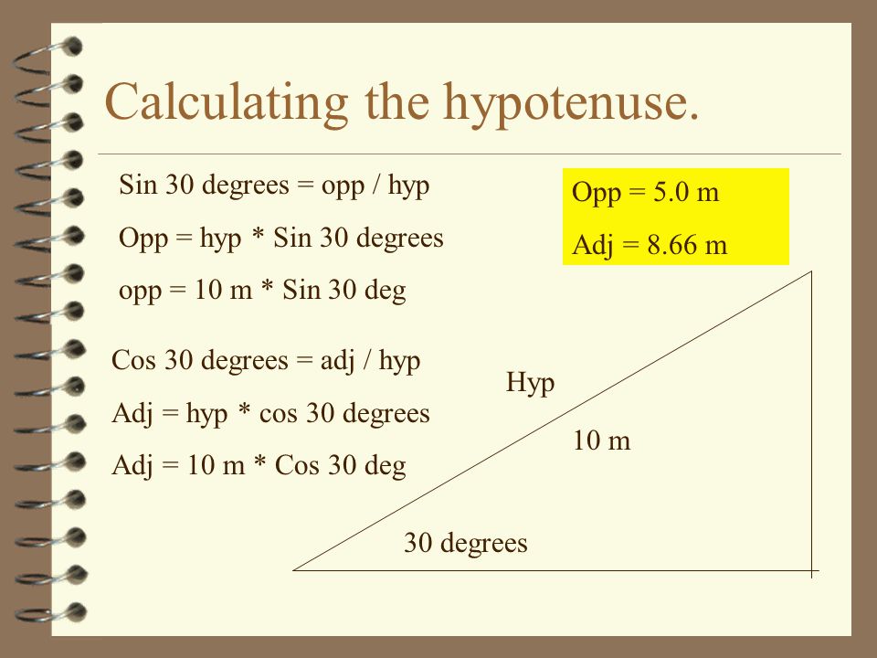 Calculating the hypotenuse.