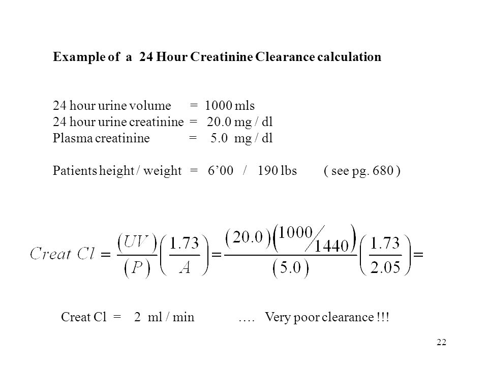 24 Hour Creatinine Clearance Equation Talkchannels Creatinine Clearance Calculation Urine Volume 1000 Mls 1 Clinical Chemistry Chapter 9 Non Protein Nitrogen Ppt Download