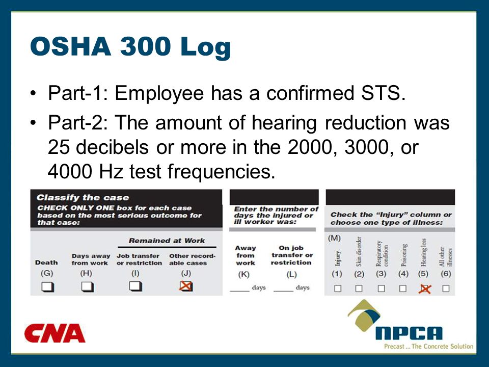 OSHA 300 Log Part-1: Employee has a confirmed STS.