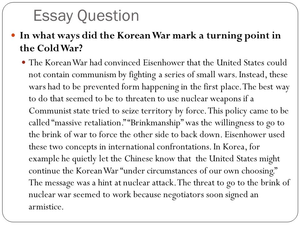 Cause and effect essay on korean war