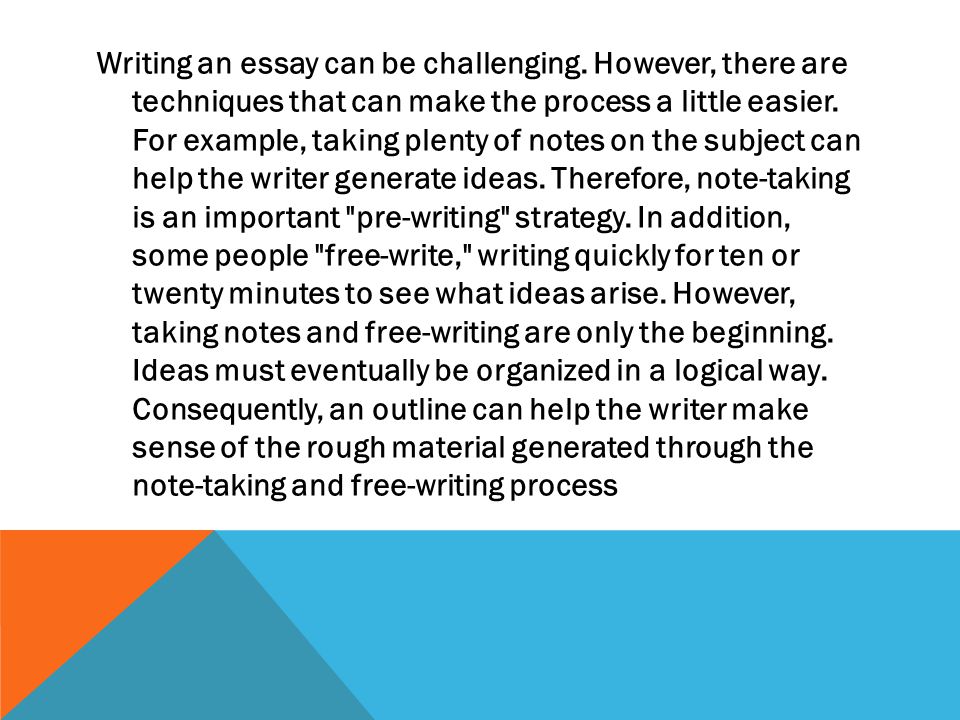Writing an essay can be challenging.