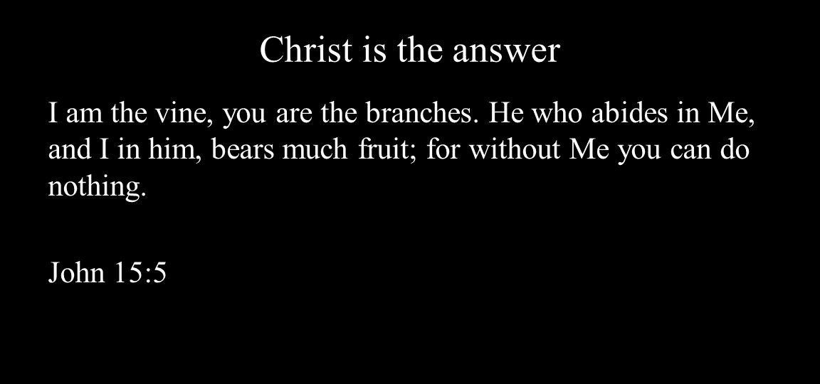 Christ is the answer I am the vine, you are the branches.