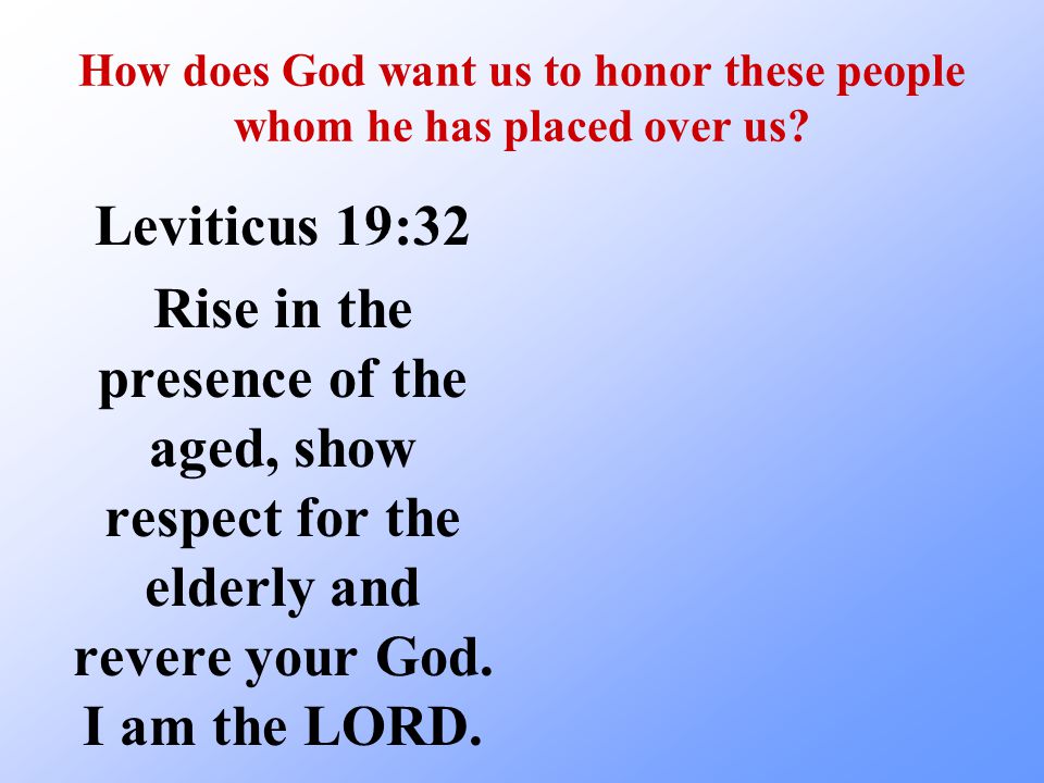 How does God want us to honor these people whom he has placed over us.