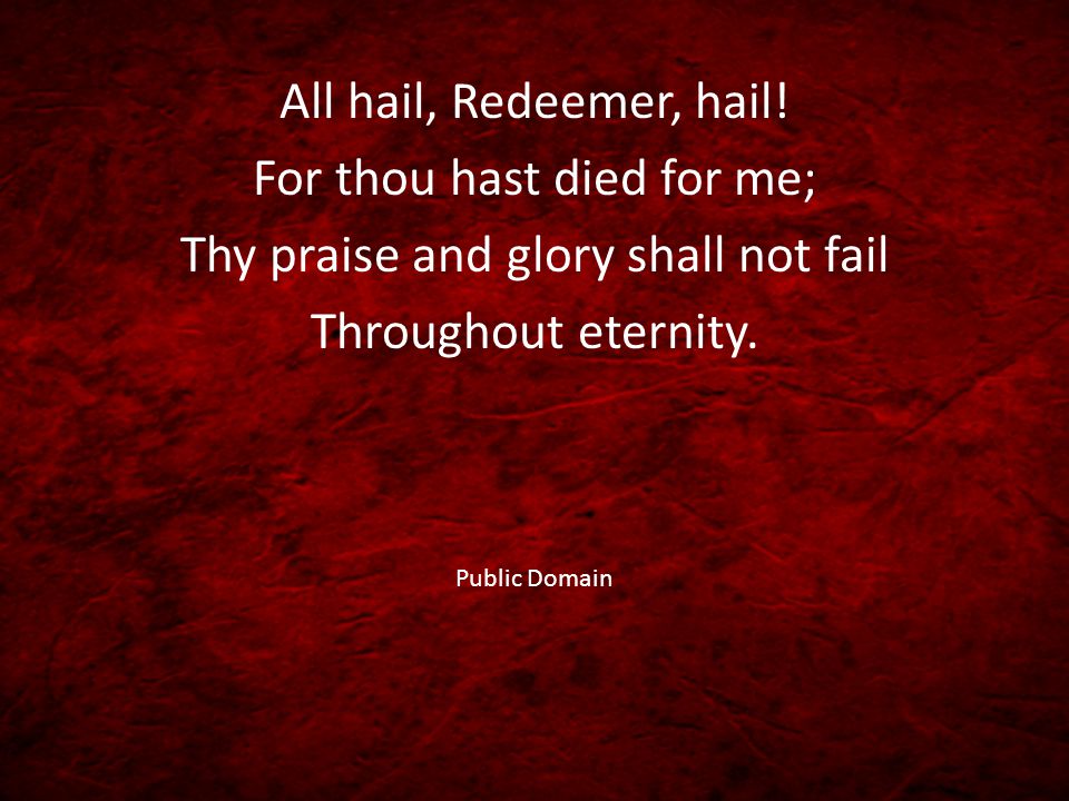 All hail, Redeemer, hail.