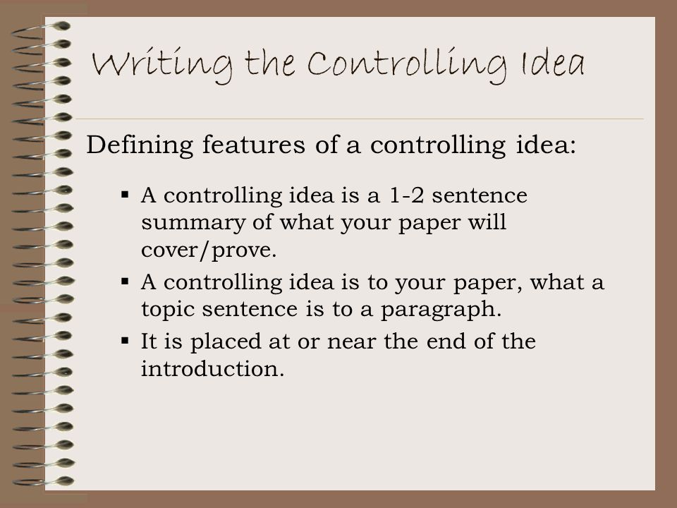 How does a controlling idea help you to write a research paper