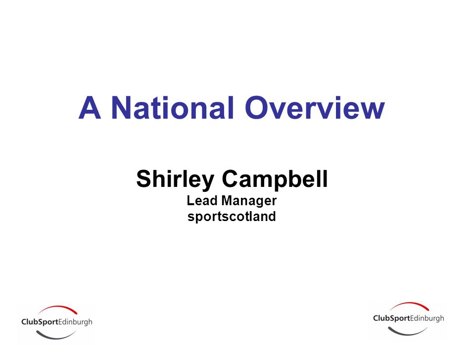 A National Overview Shirley Campbell Lead Manager sportscotland