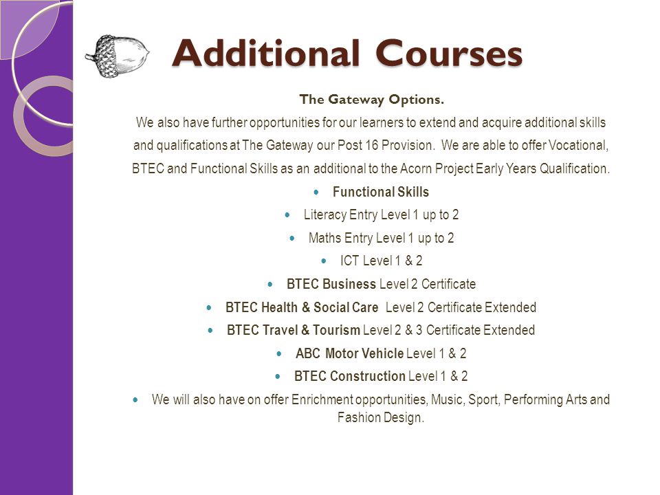 Additional Courses The Gateway Options.