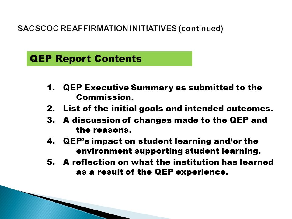1. QEP Executive Summary as submitted to the Commission.