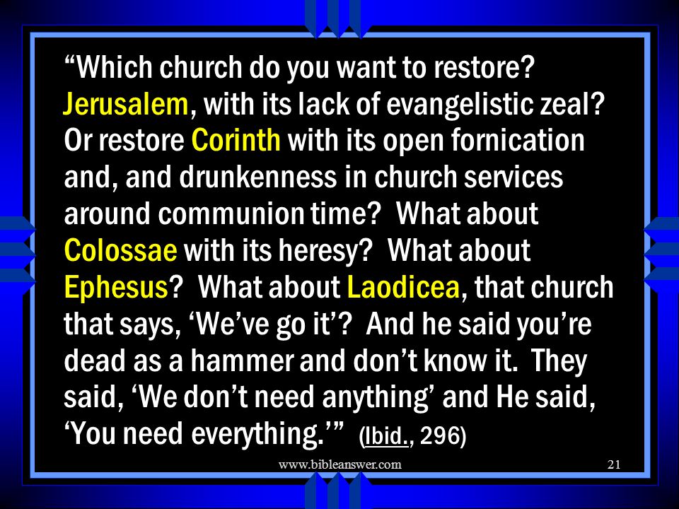 Which church do you want to restore.