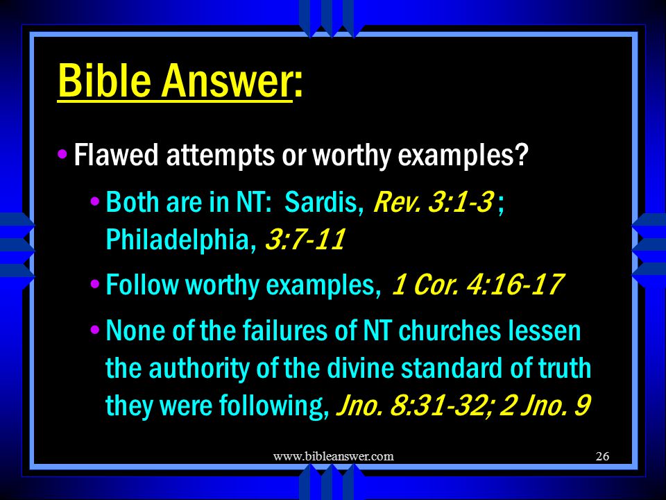 Bible Answer: Flawed attempts or worthy examples.
