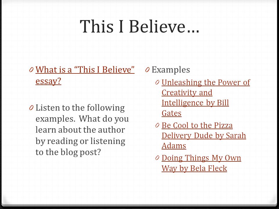 i believe essay